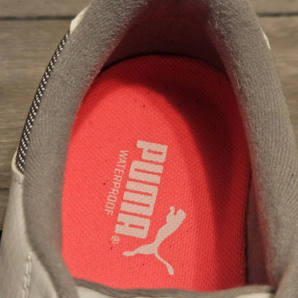 Puma Womens 189423 01 White Grey Golf Spikeless Metallic Mesh Sneakers Size 7.5